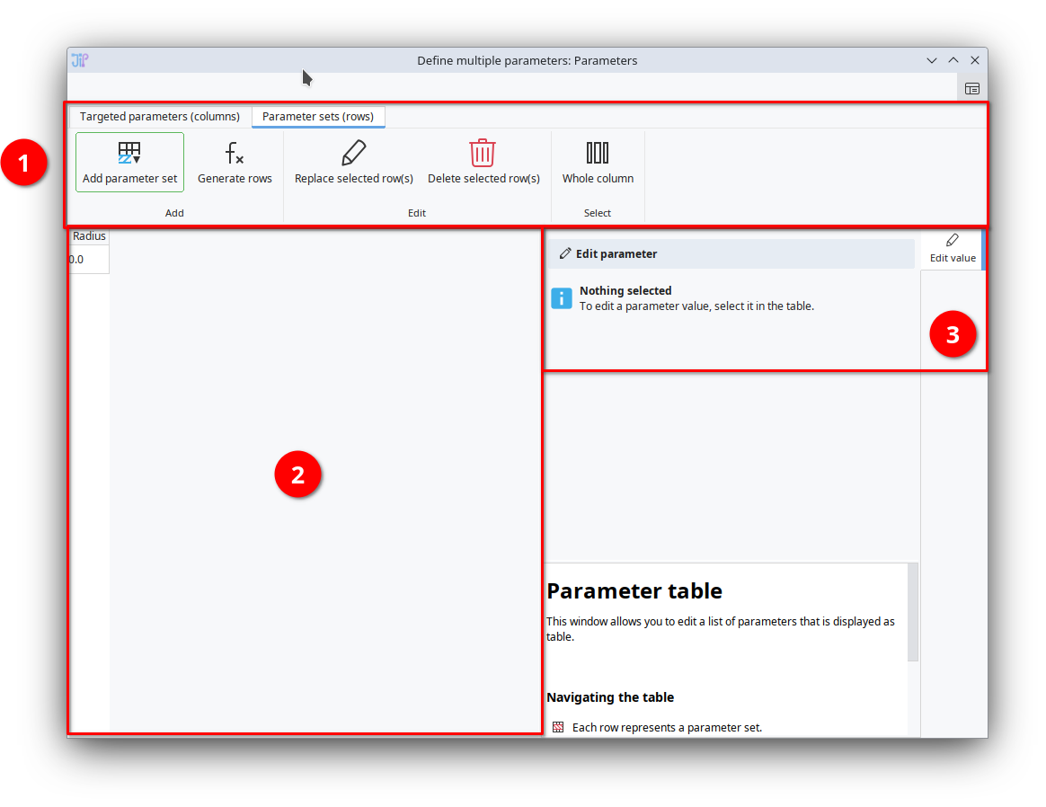 Parameter set editor Parameter set editor