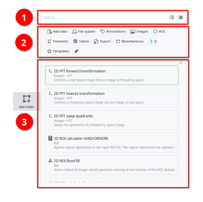 Add nodes panel Add nodes panel